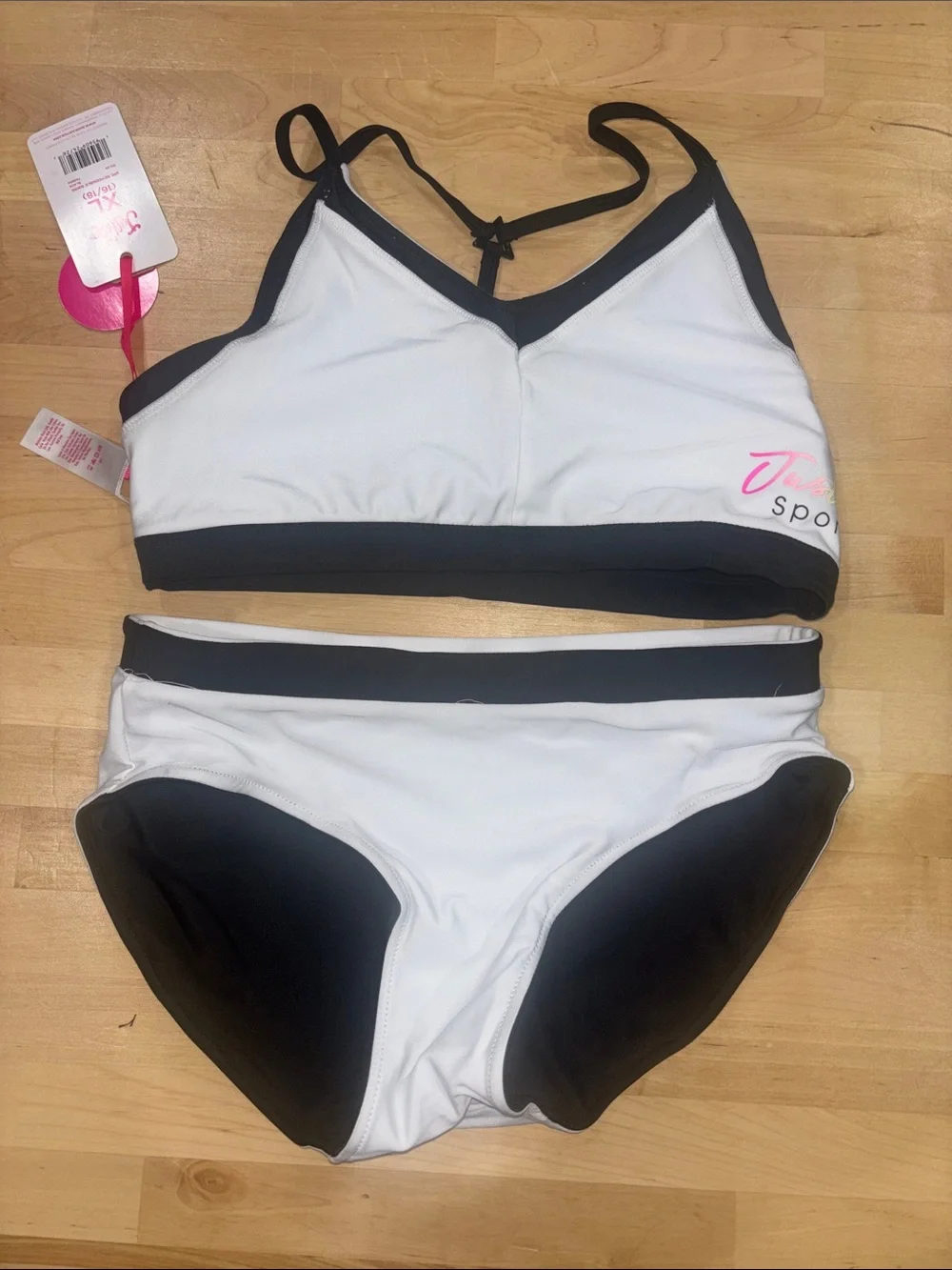 Justice Black & White Two-Piece Sport Bikini Set